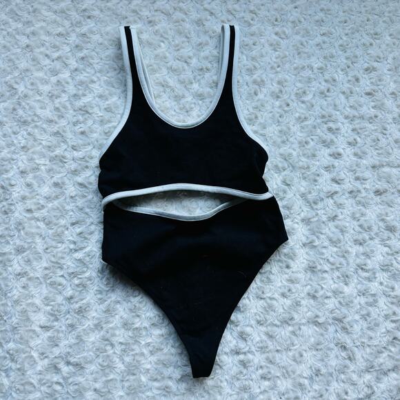 Urban Outfitters OUT FROM UNDER black white cut out body suit jumpsuit Size XS - Picture 10 of 12